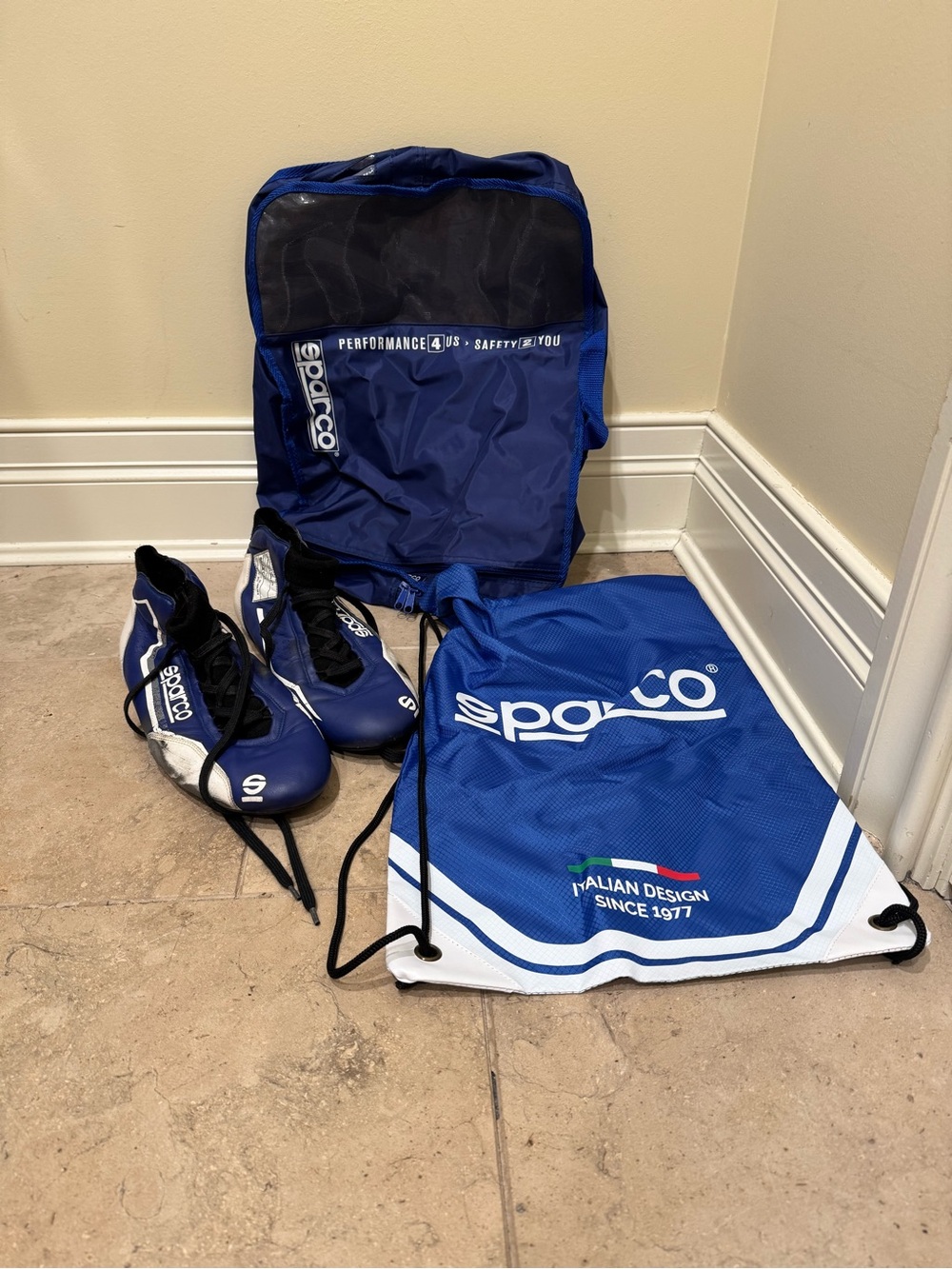 Sparco Men's Blue Racing Athletic Shoes with Carry Bag